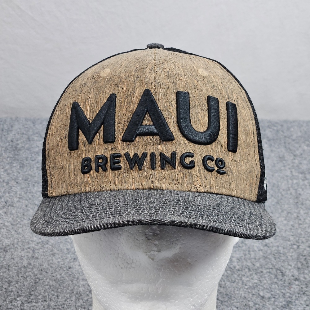 Maui Brewing Co Trucker Hat Tan‎ Black Cork Surf Brewery Hawaii Embroidered Beer